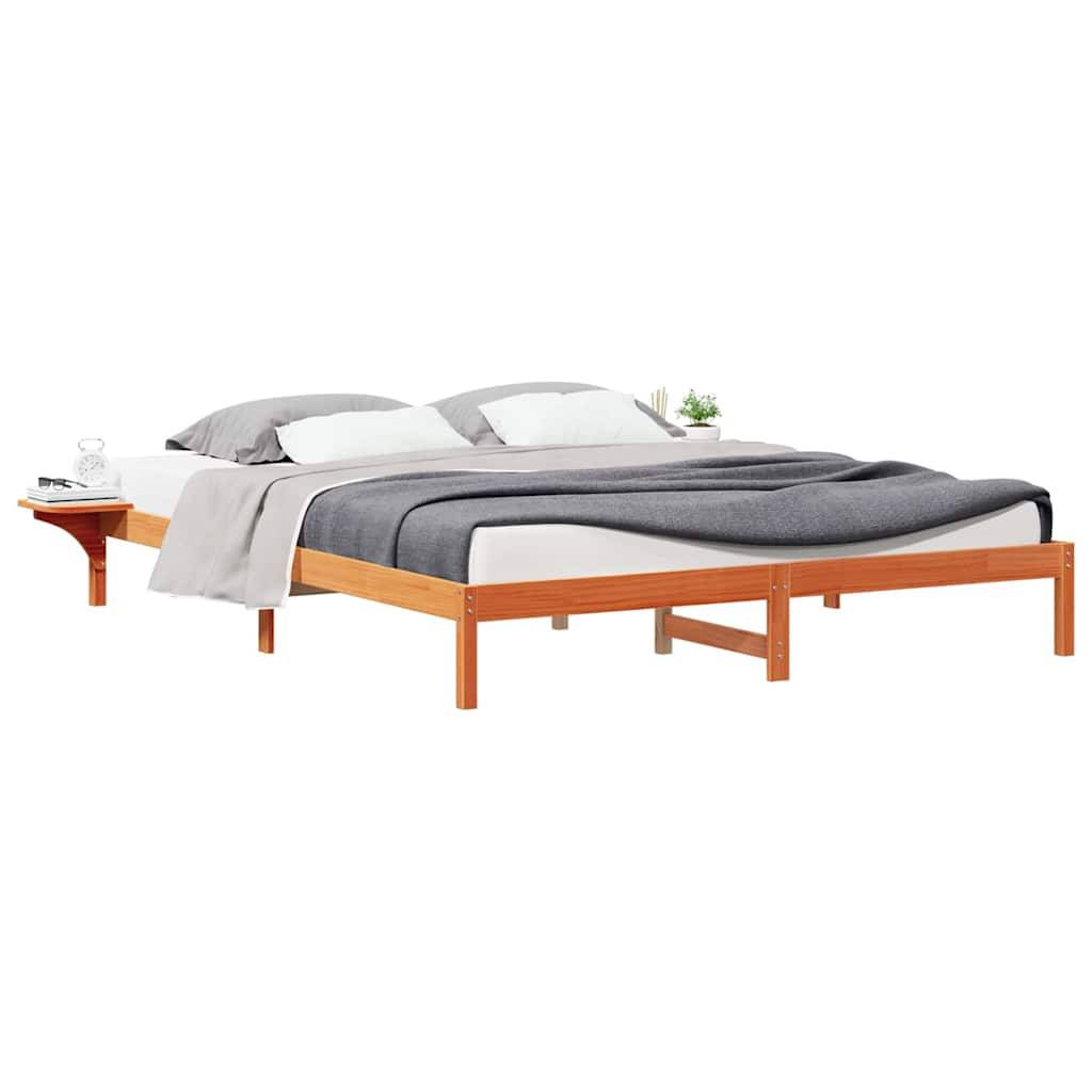 vidaXL Bettgestell mit Nachttischen Wachsbraun 180 x 220 cm