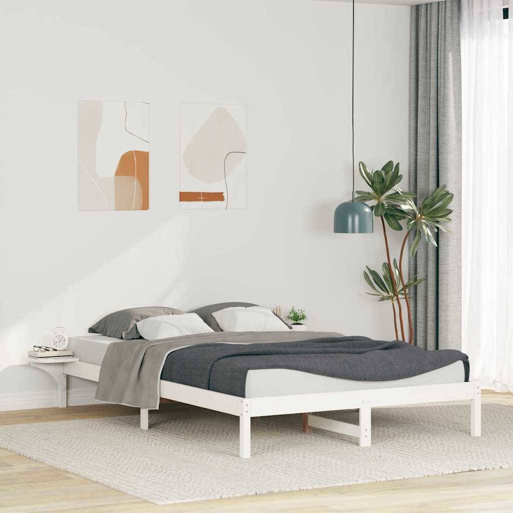 vidaXL Bettgestell mit Nachttischen Weiß 160 x 220 cm