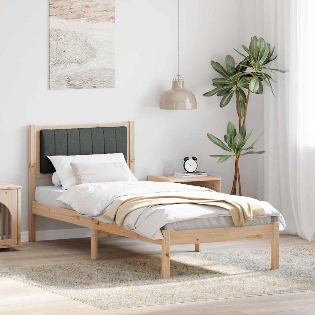 vidaXL Bettgestell mit gepolstertem Kopfteil Dunkelgrau 80 x 200 cm