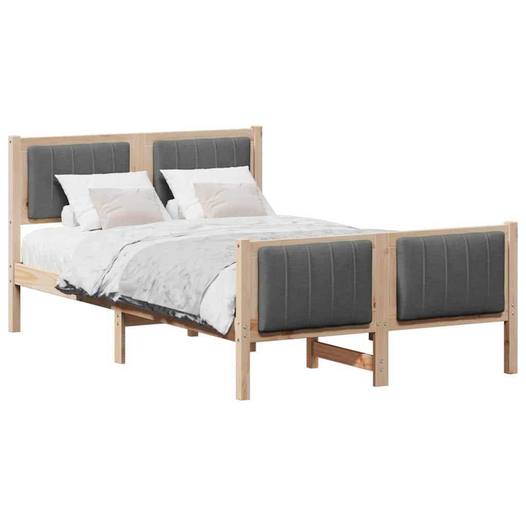 vidaXL Bettgestell Braun und Dunkelgrau 120 x 190 cm Massivholz Kiefer