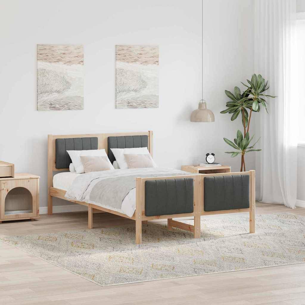 vidaXL Bettgestell Braun und Dunkelgrau 120 x 190 cm Massivholz Kiefer