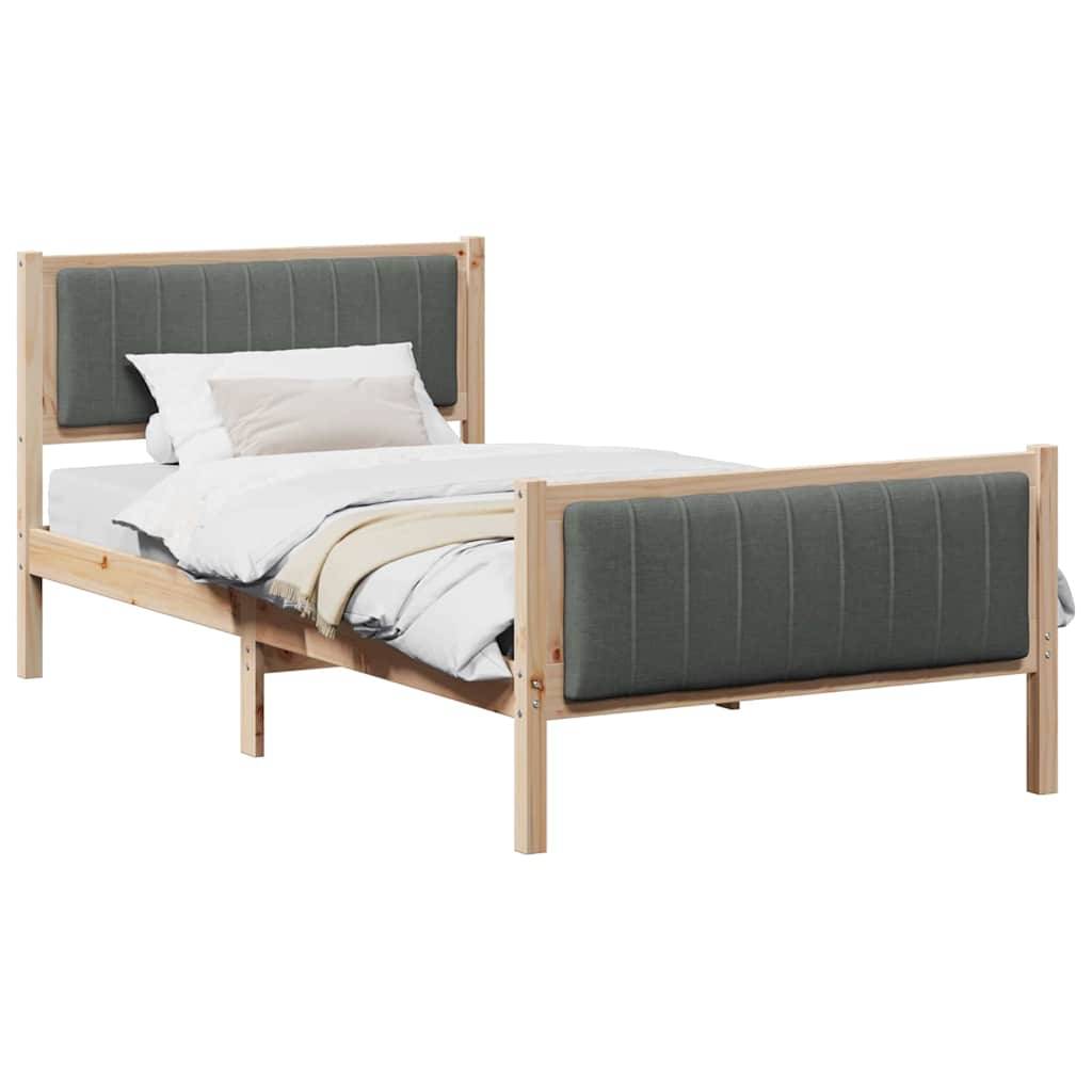 vidaXL Bettgestell Braun und Dunkelgrau 100 x 200 cm Massivholz Kiefer