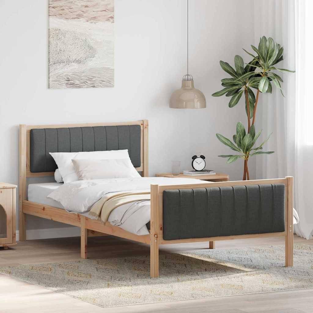 vidaXL Bettgestell Braun und Dunkelgrau 100 x 200 cm Massivholz Kiefer