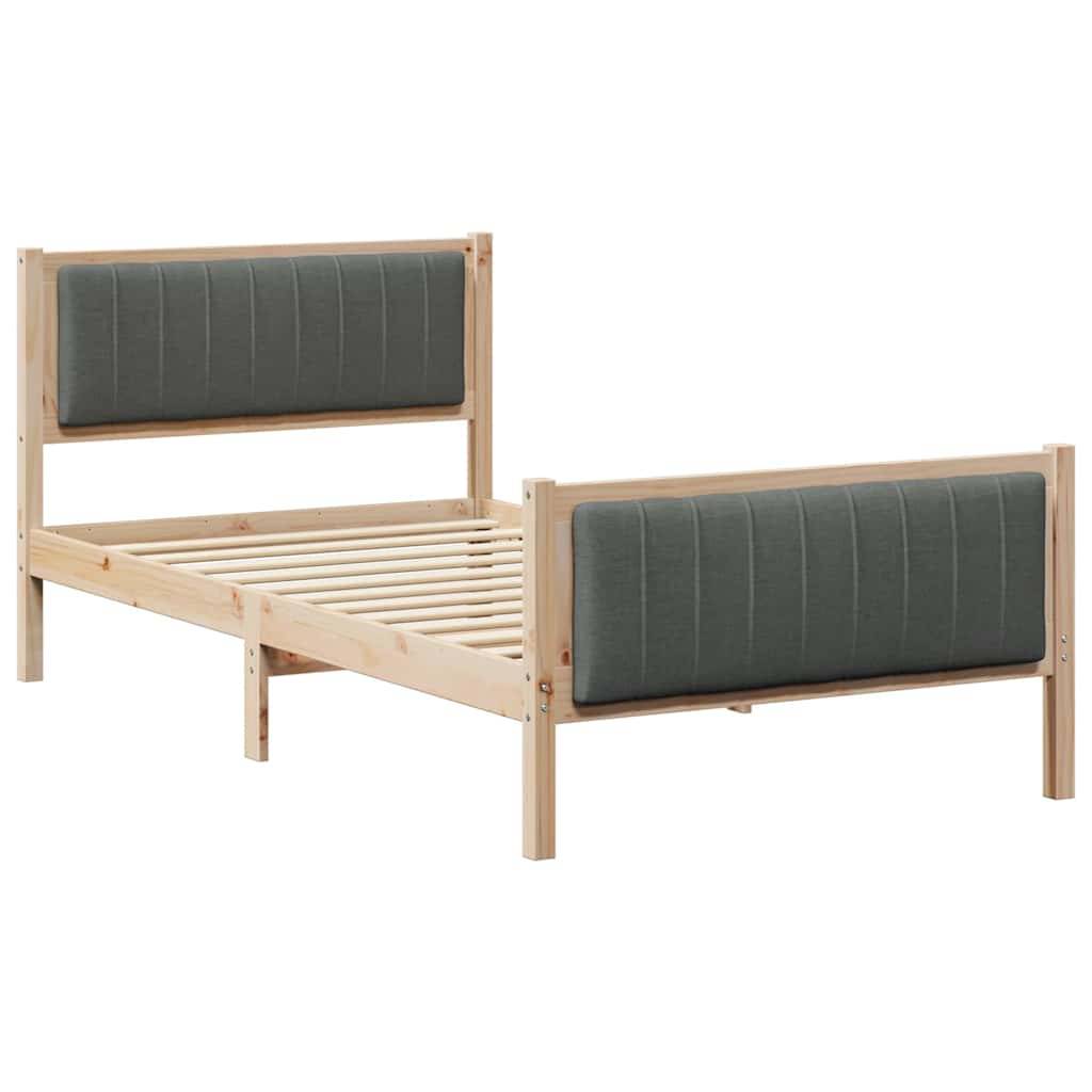 vidaXL Bettgestell Braun und Dunkelgrau 100 x 200 cm Massivholz Kiefer