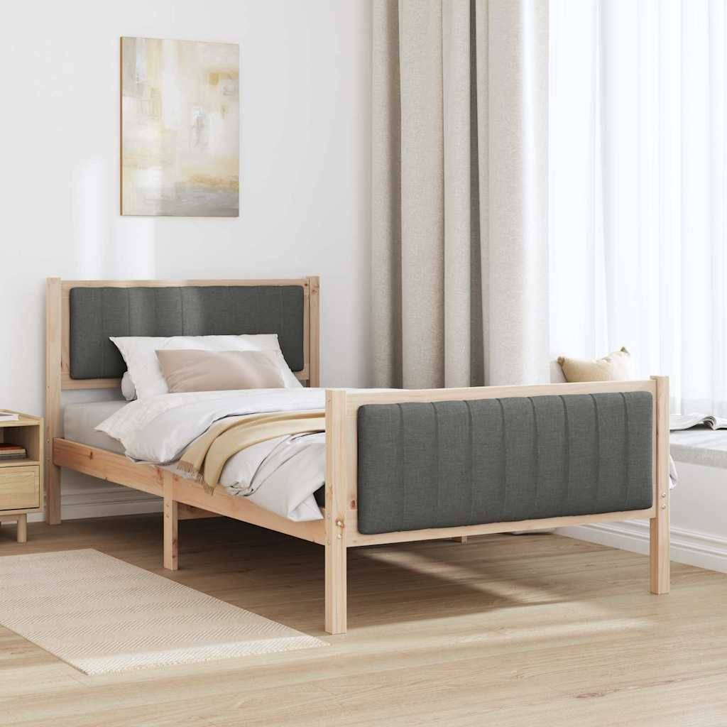vidaXL Bettgestell Braun und Dunkelgrau 100 x 200 cm Massivholz Kiefer