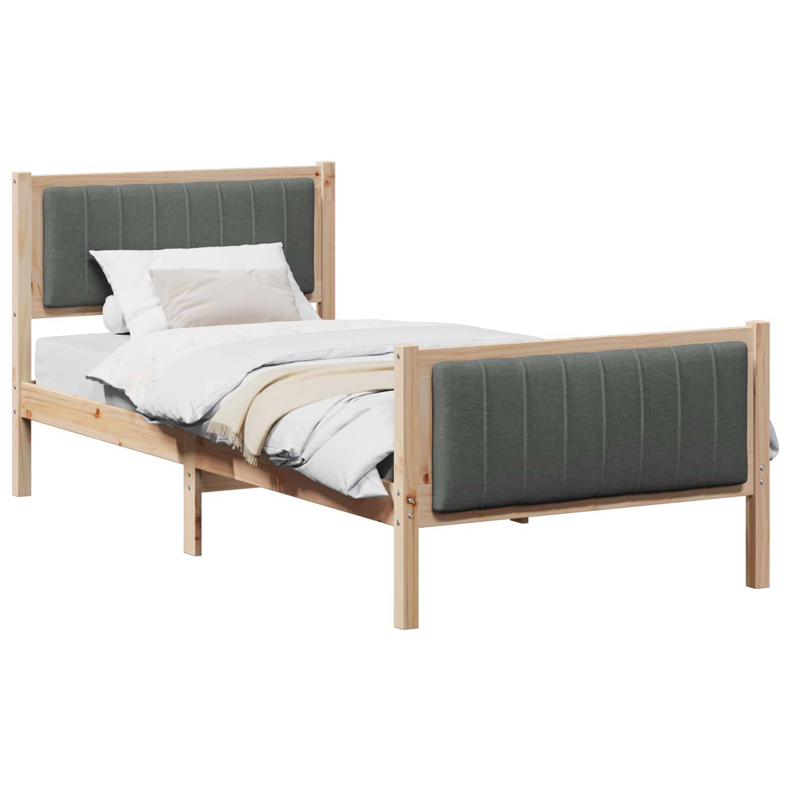 vidaXL Bettgestell Braun und Dunkelgrau 90 x 200 cm Massivholz Kiefer