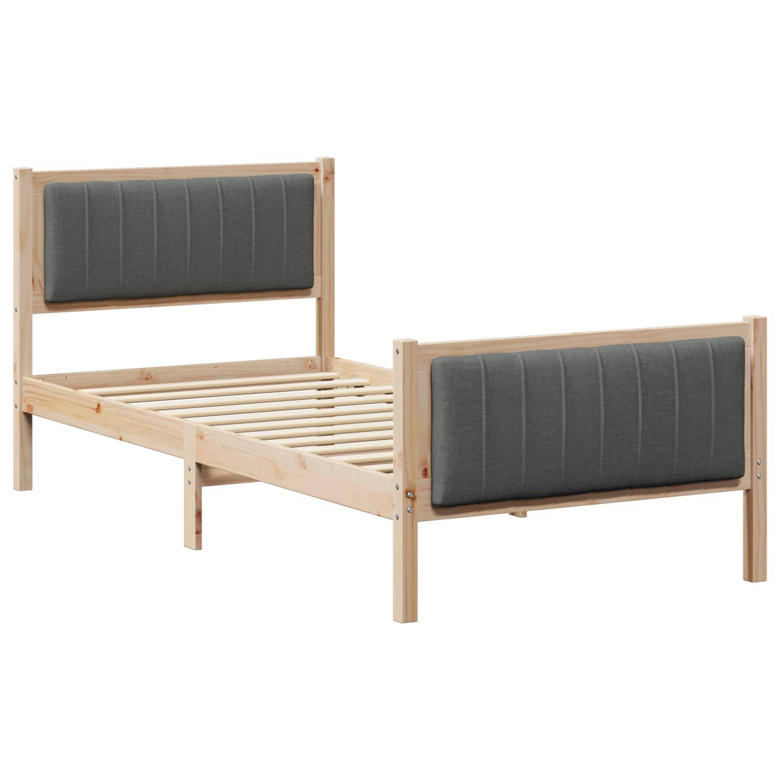 vidaXL Bettgestell Braun und Dunkelgrau 90 x 200 cm Massivholz Kiefer
