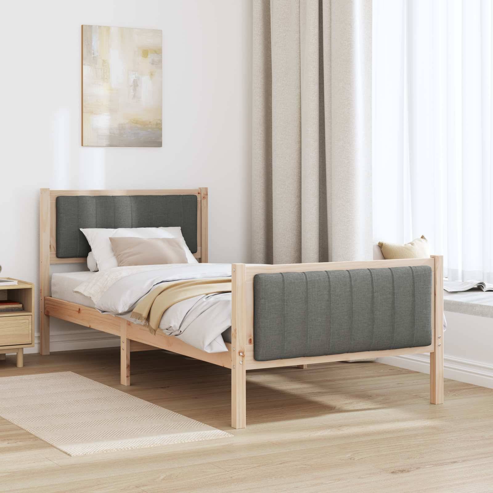 vidaXL Bettgestell Braun und Dunkelgrau 90 x 200 cm Massivholz Kiefer