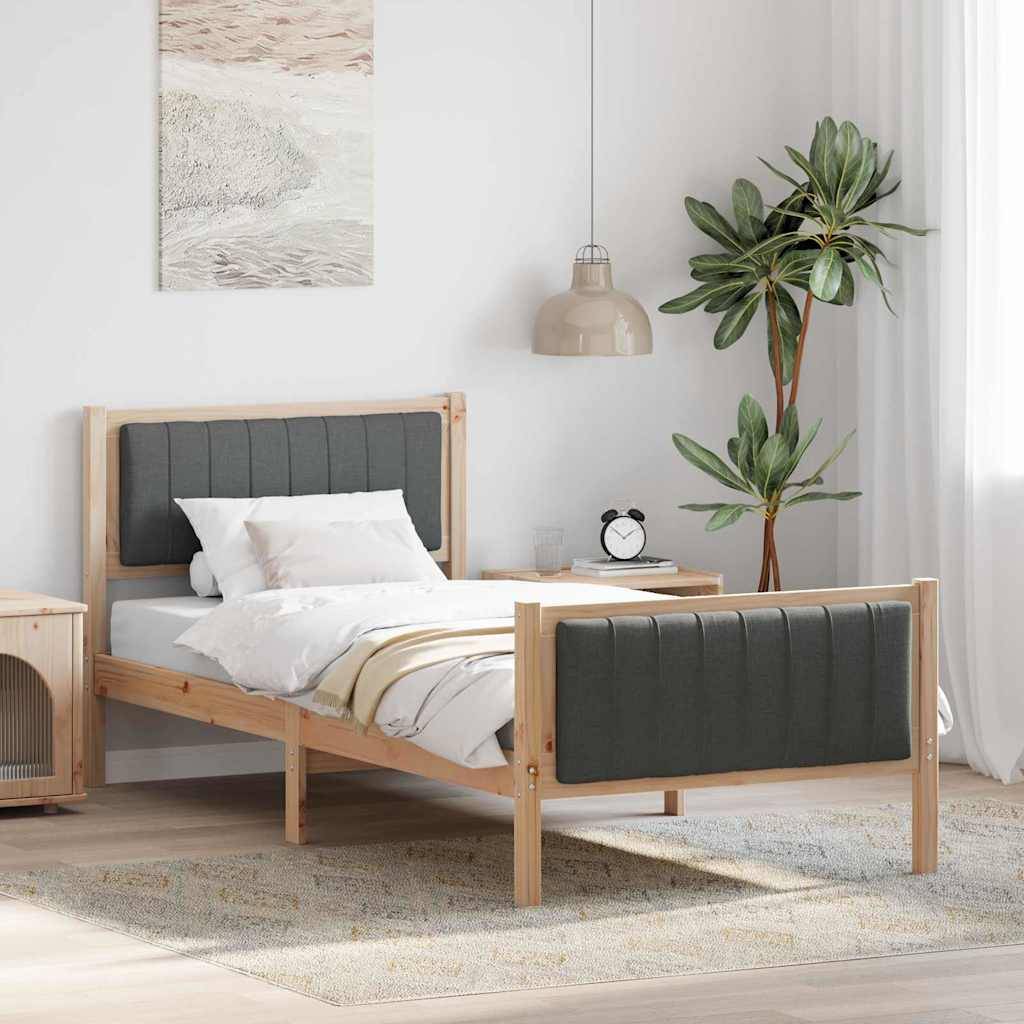 vidaXL Bettgestell Braun und Dunkelgrau 90 x 190 cm Massivholz Kiefer