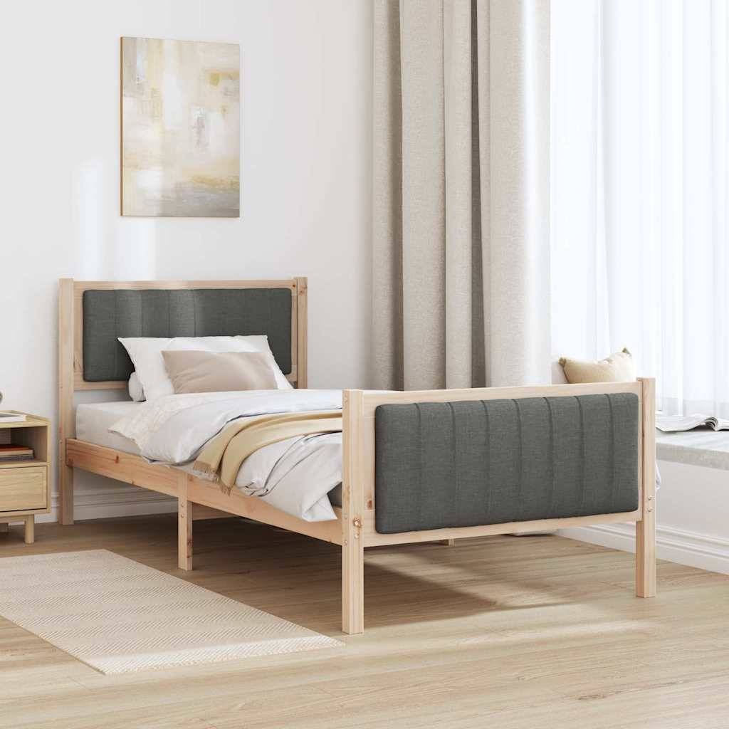 vidaXL Bettgestell Braun und Dunkelgrau 90 x 190 cm Massivholz Kiefer