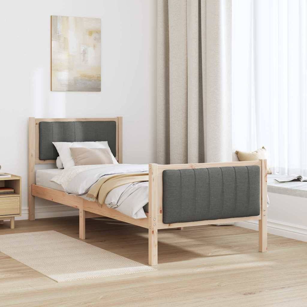 vidaXL Bettgestell Braun und Dunkelgrau 75 x 190 cm Massivholz Kiefer