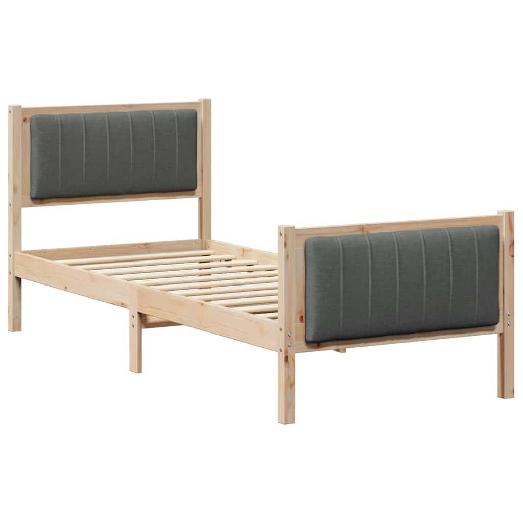 vidaXL Bettgestell Braun und Dunkelgrau 75 x 190 cm Massivholz Kiefer