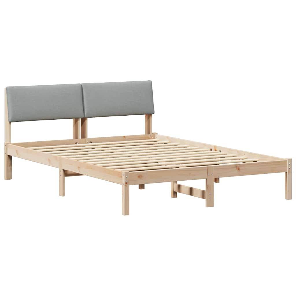 vidaXL Bettgestell Braun und hellgrau 135 x 190 cm Massivholz Kiefer