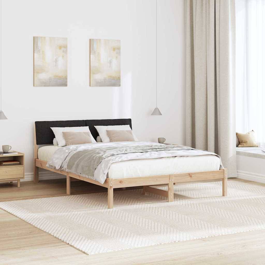vidaXL Bettgestell Braun und Schwarz 135 x 190 cm Massivholz Kiefer