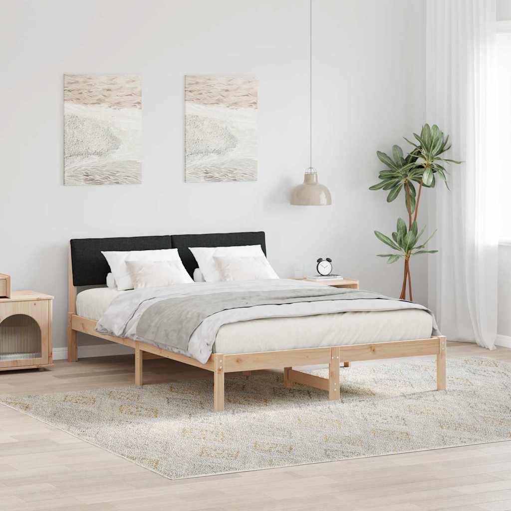 vidaXL Bettgestell Braun und Schwarz 140 x 190 cm Massivholz Kiefer