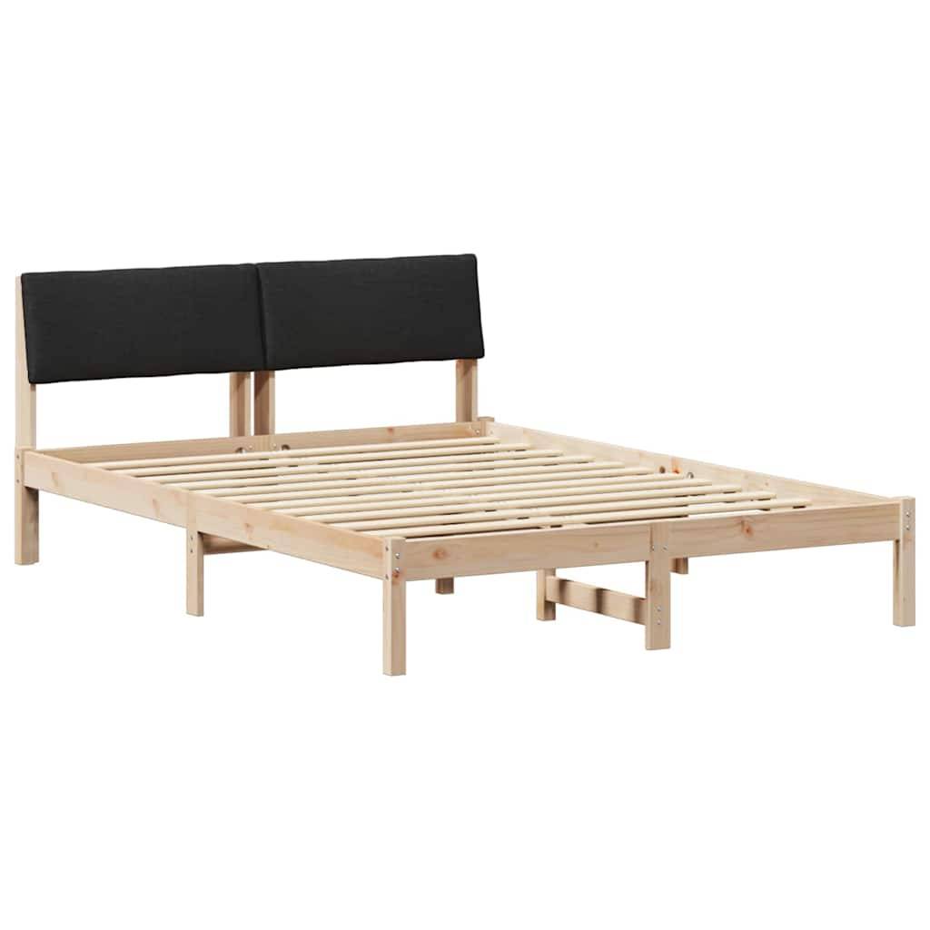 vidaXL Bettgestell Braun und Schwarz 135 x 190 cm Massivholz Kiefer