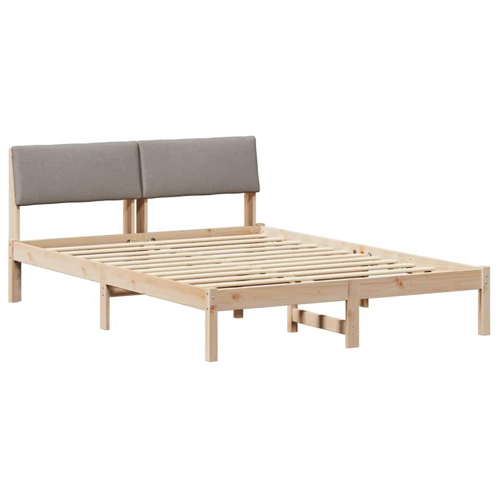 vidaXL Bettgestell Braun und Taupe 150 x 200 cm Massivholz Kiefer