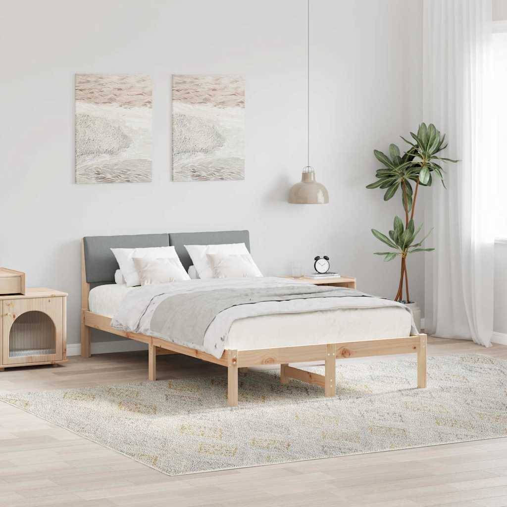 vidaXL Bettgestell Braun und hellgrau 120 x 190 cm Massivholz Kiefer