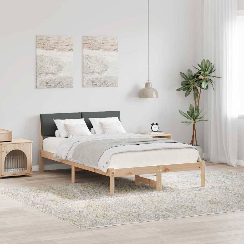 vidaXL Bettgestell Braun und Dunkelgrau 120 x 190 cm Massivholz Kiefer