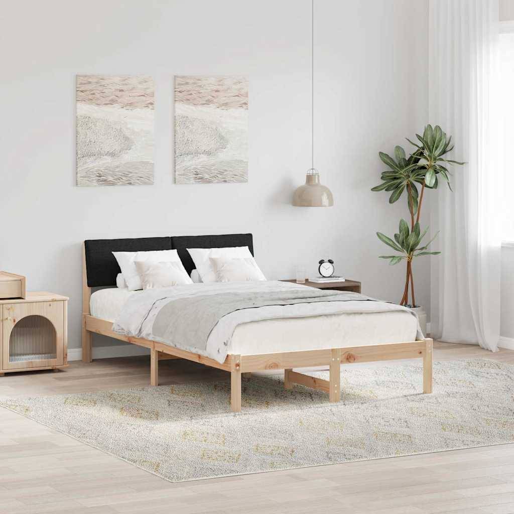 vidaXL Bettgestell Braun und Schwarz 120 x 190 cm Massivholz Kiefer