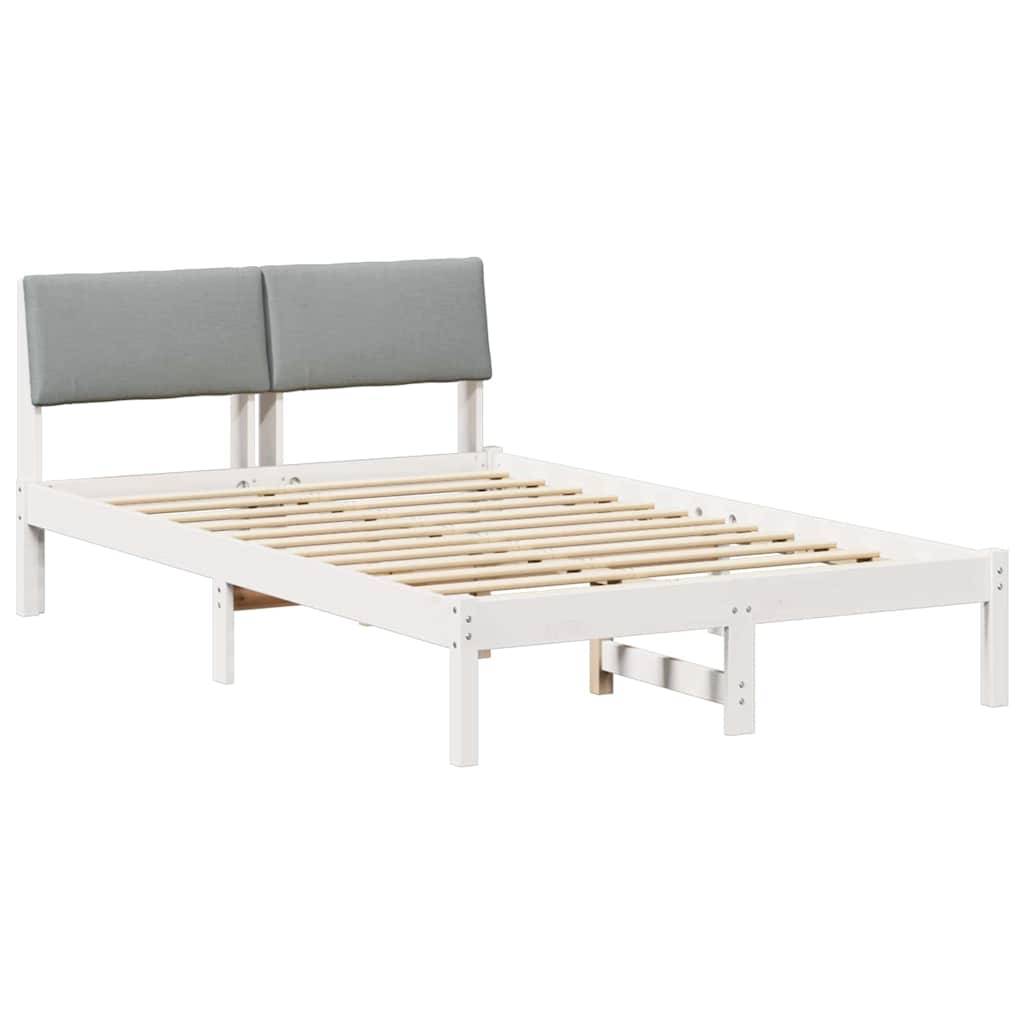 vidaXL Bettgestell Weiß und Hellgrau 120 x 200 cm Massivholz Kiefer