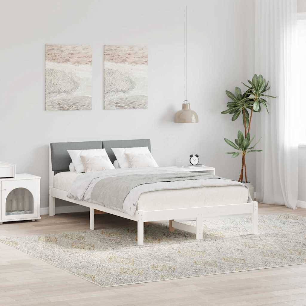 vidaXL Bettgestell Weiß und Hellgrau 120 x 200 cm Massivholz Kiefer