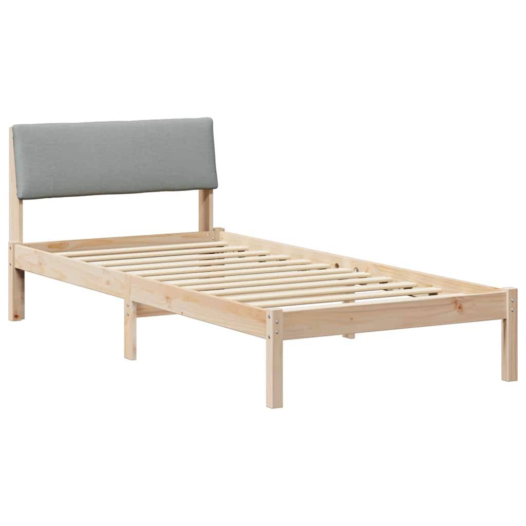 vidaXL Bettgestell Braun und hellgrau 90 x 190 cm Massivholz Kiefer