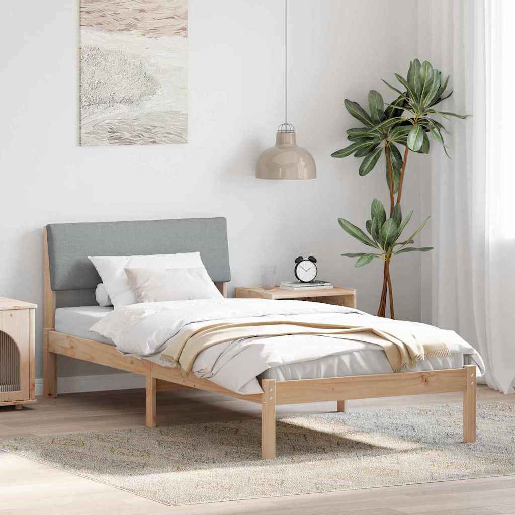 vidaXL Bettgestell Braun und hellgrau 90 x 190 cm Massivholz Kiefer