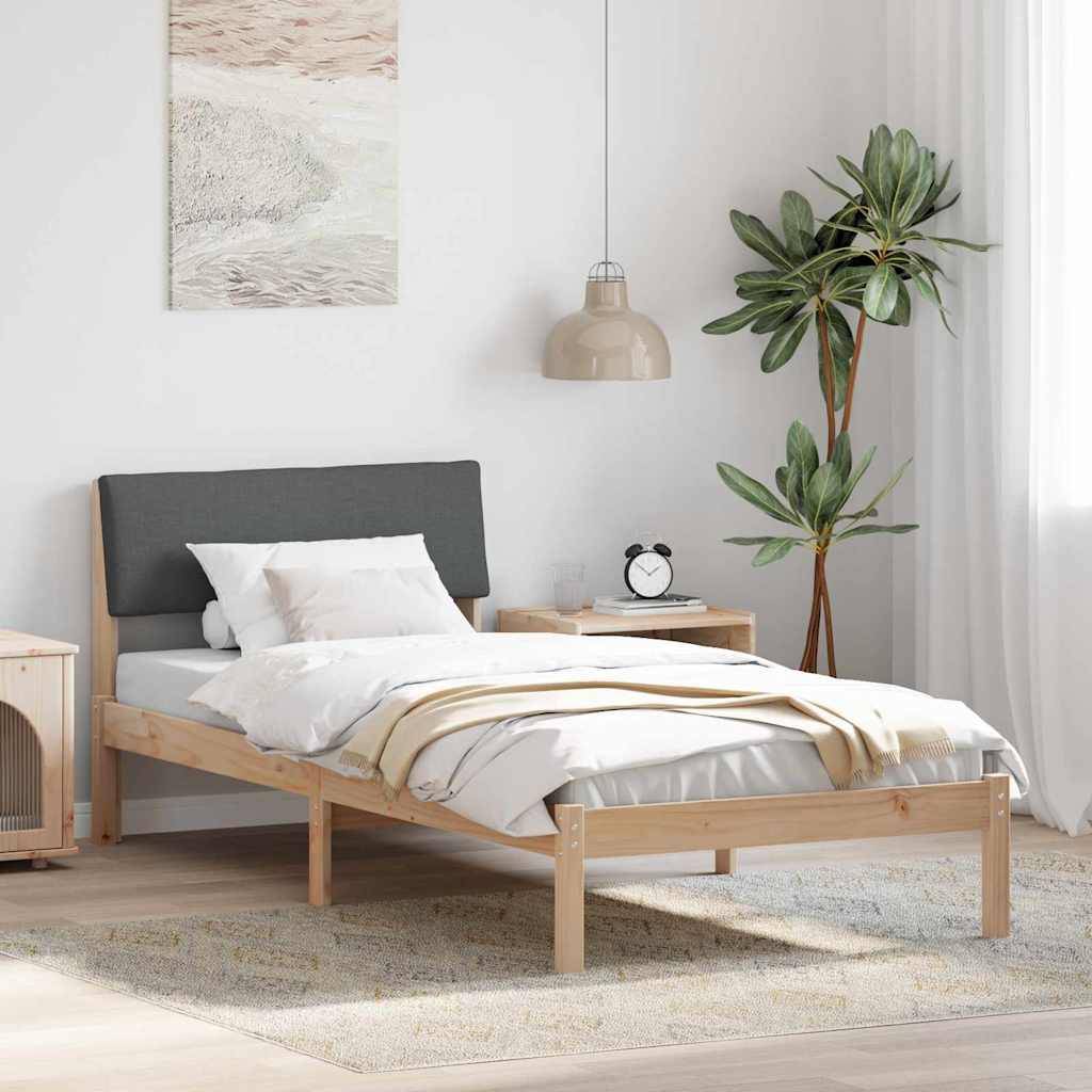 vidaXL Bettgestell Braun und Dunkelgrau 90 x 190 cm Massivholz Kiefer