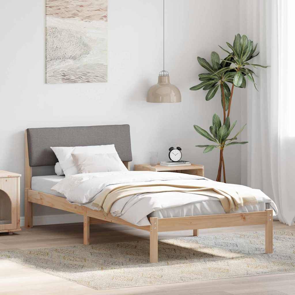 vidaXL Bettgestell Braun und Taupe 100 x 200 cm Massivholz Kiefer