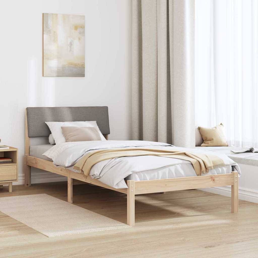 vidaXL Bettgestell Braun und Taupe 90 x 190 cm Massivholz Kiefer