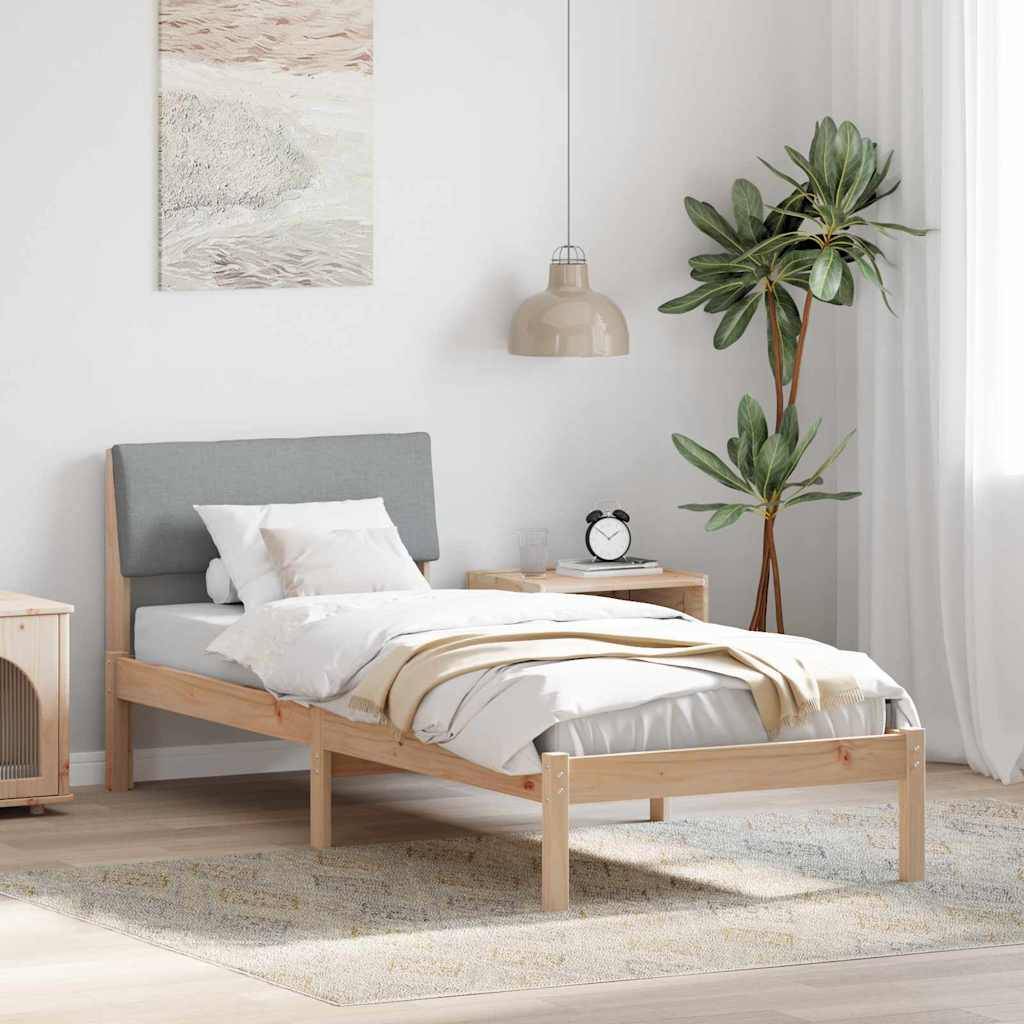 vidaXL Bettgestell Braun und hellgrau 80 x 200 cm Massivholz Kiefer