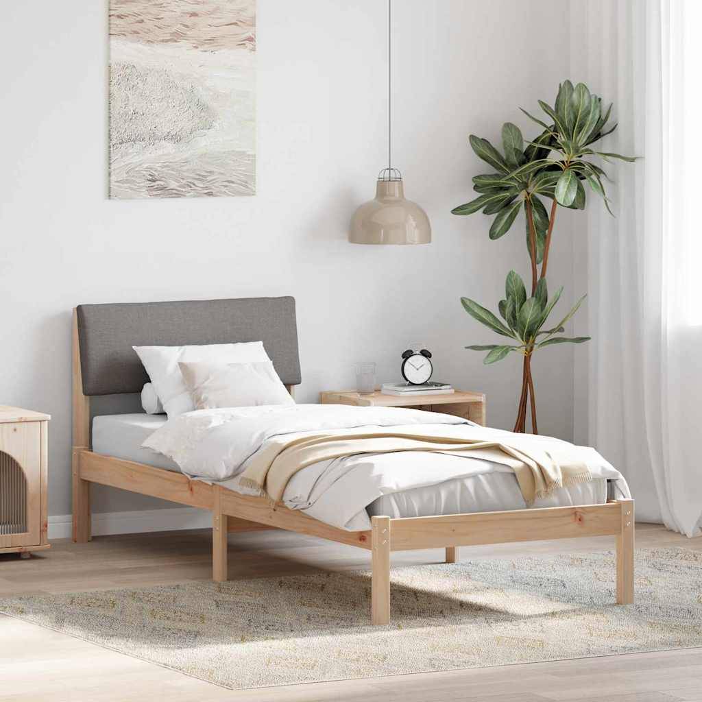 vidaXL Bettgestell Braun und Taupe 75 x 190 cm Massivholz Kiefer