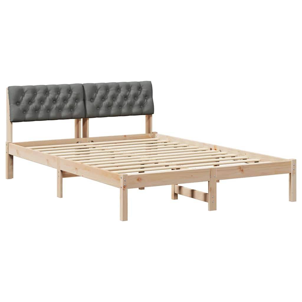 vidaXL Bettgestell Braun und Dunkelgrau 140 x 200 cm Massivholz Kiefer