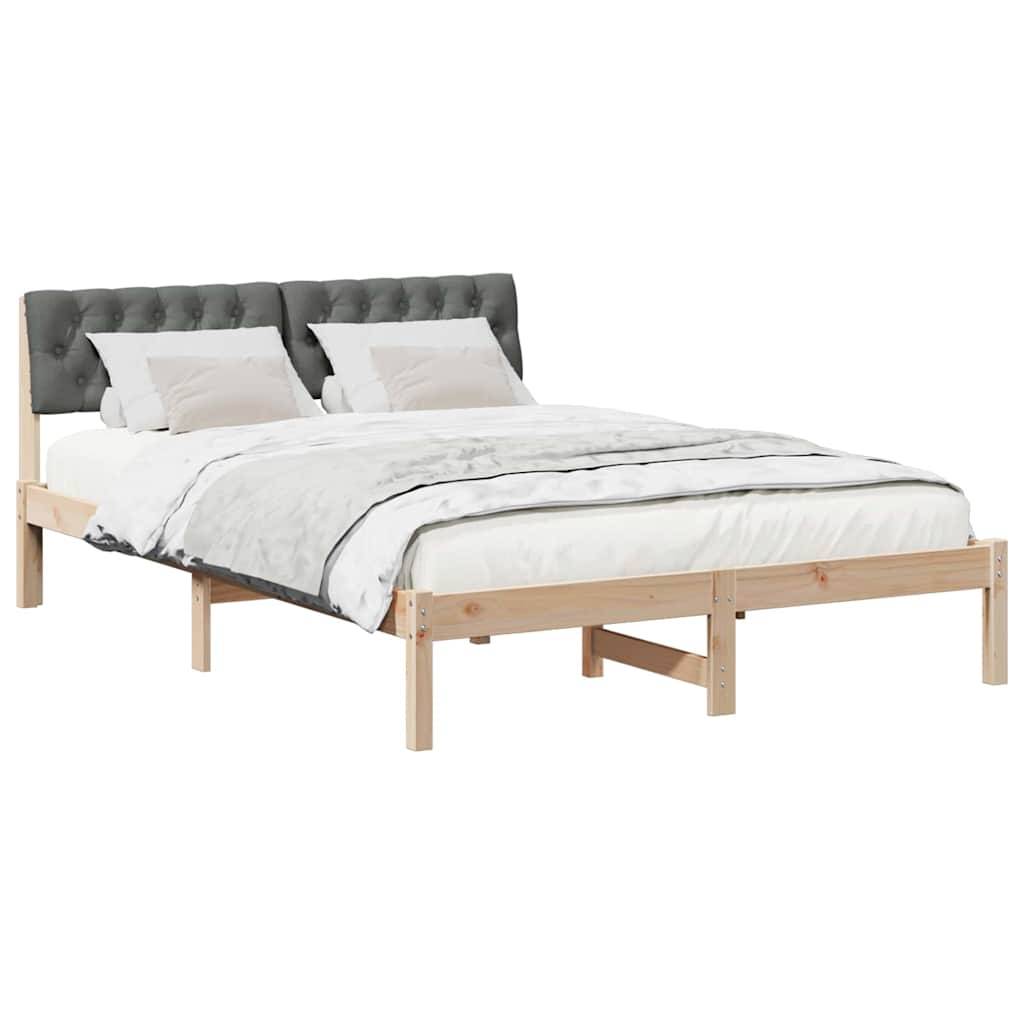 vidaXL Bettgestell Braun und Dunkelgrau 140 x 200 cm Massivholz Kiefer