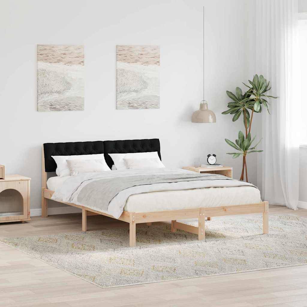 vidaXL Bettgestell Braun und Schwarz 150 x 200 cm Massivholz Kiefer