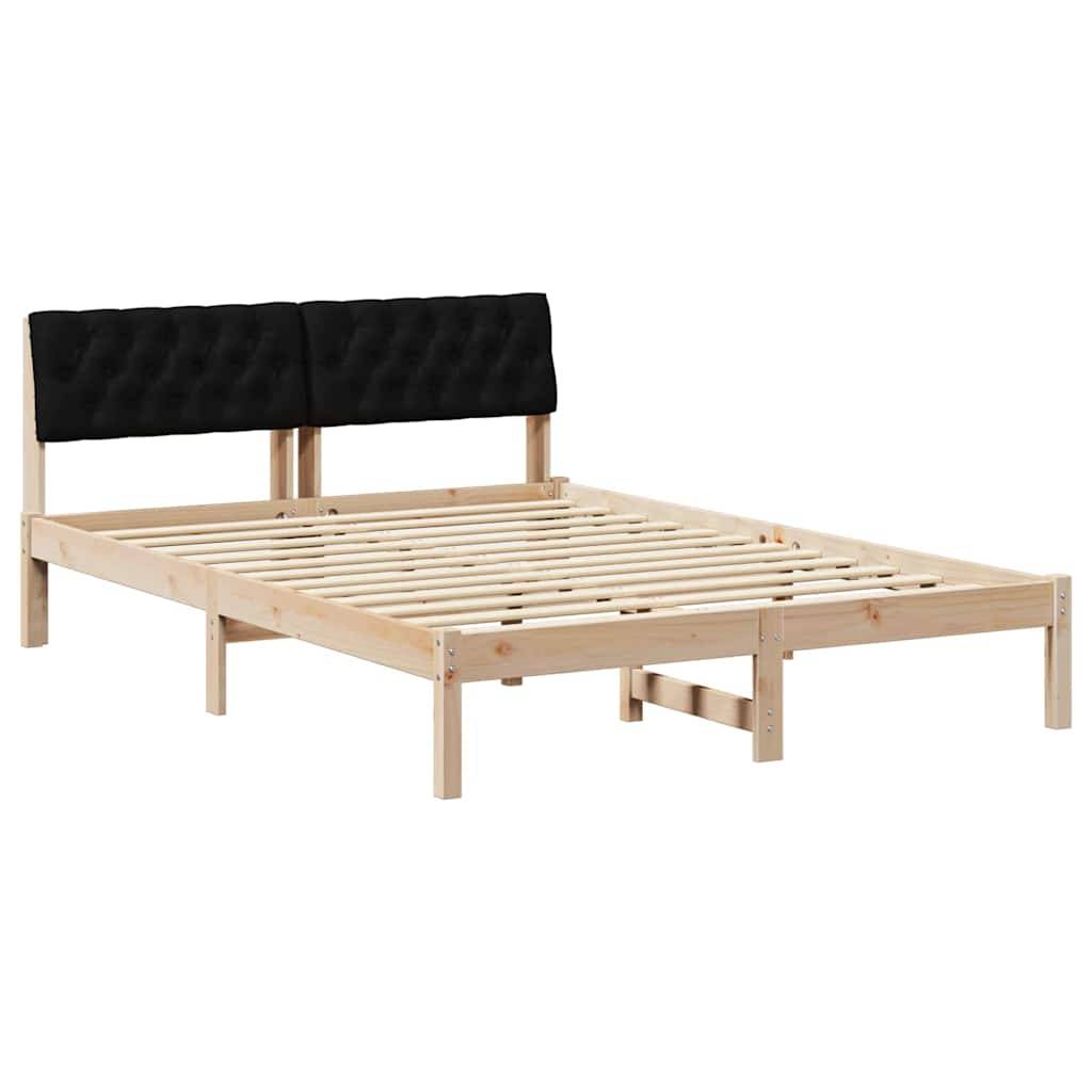 vidaXL Bettgestell Braun und Schwarz 135 x 190 cm Massivholz Kiefer