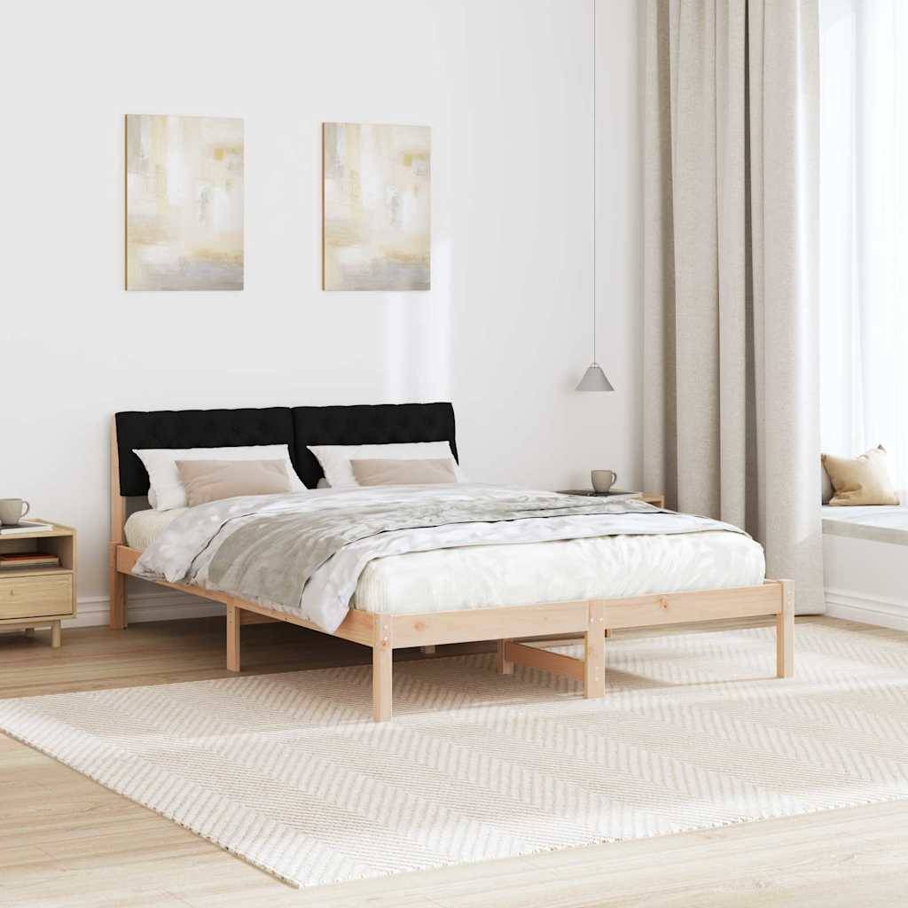 vidaXL Bettgestell Braun und Schwarz 160 x 200 cm Massivholz Kiefer