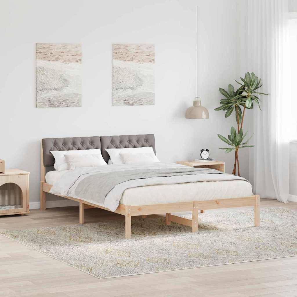 vidaXL Bettgestell Braun und Taupe 150 x 200 cm Massivholz Kiefer