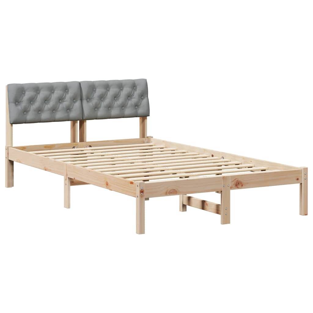 vidaXL Bettgestell Braun und hellgrau 120 x 190 cm Massivholz Kiefer