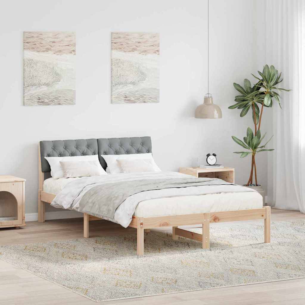 vidaXL Bettgestell Braun und hellgrau 120 x 200 cm Massivholz Kiefer