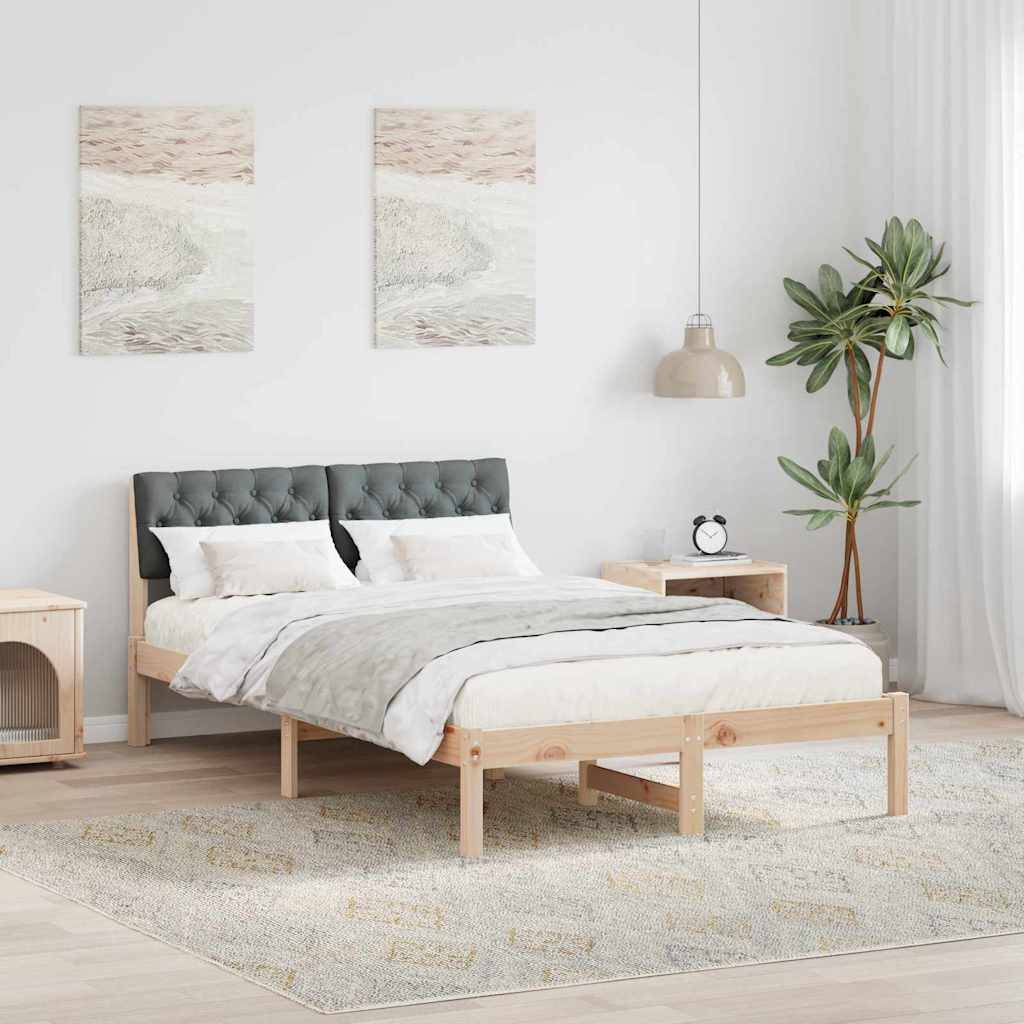 vidaXL Bettgestell Braun und Dunkelgrau 120 x 190 cm Massivholz Kiefer