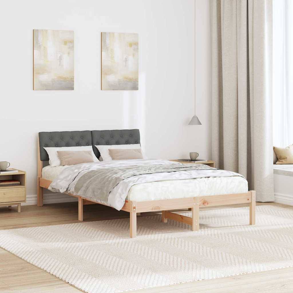 vidaXL Bettgestell Braun und Dunkelgrau 120 x 190 cm Massivholz Kiefer