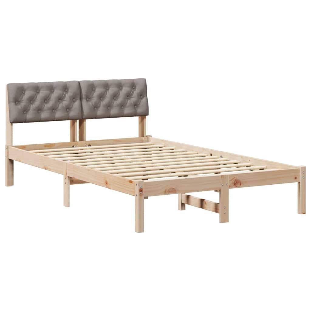 vidaXL Bettgestell Braun und Taupe 120 x 190 cm Massivholz Kiefer