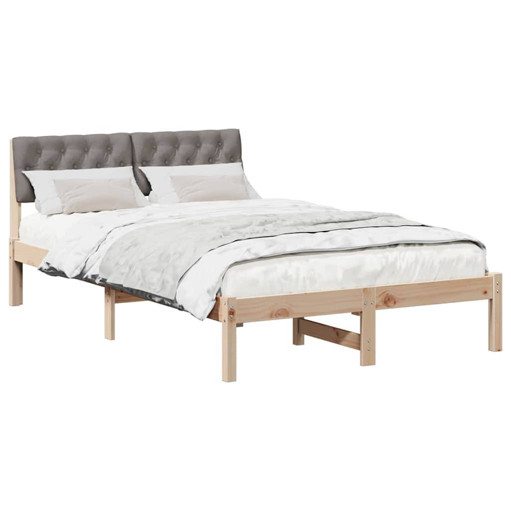 vidaXL Bettgestell Braun und Taupe 120 x 190 cm Massivholz Kiefer