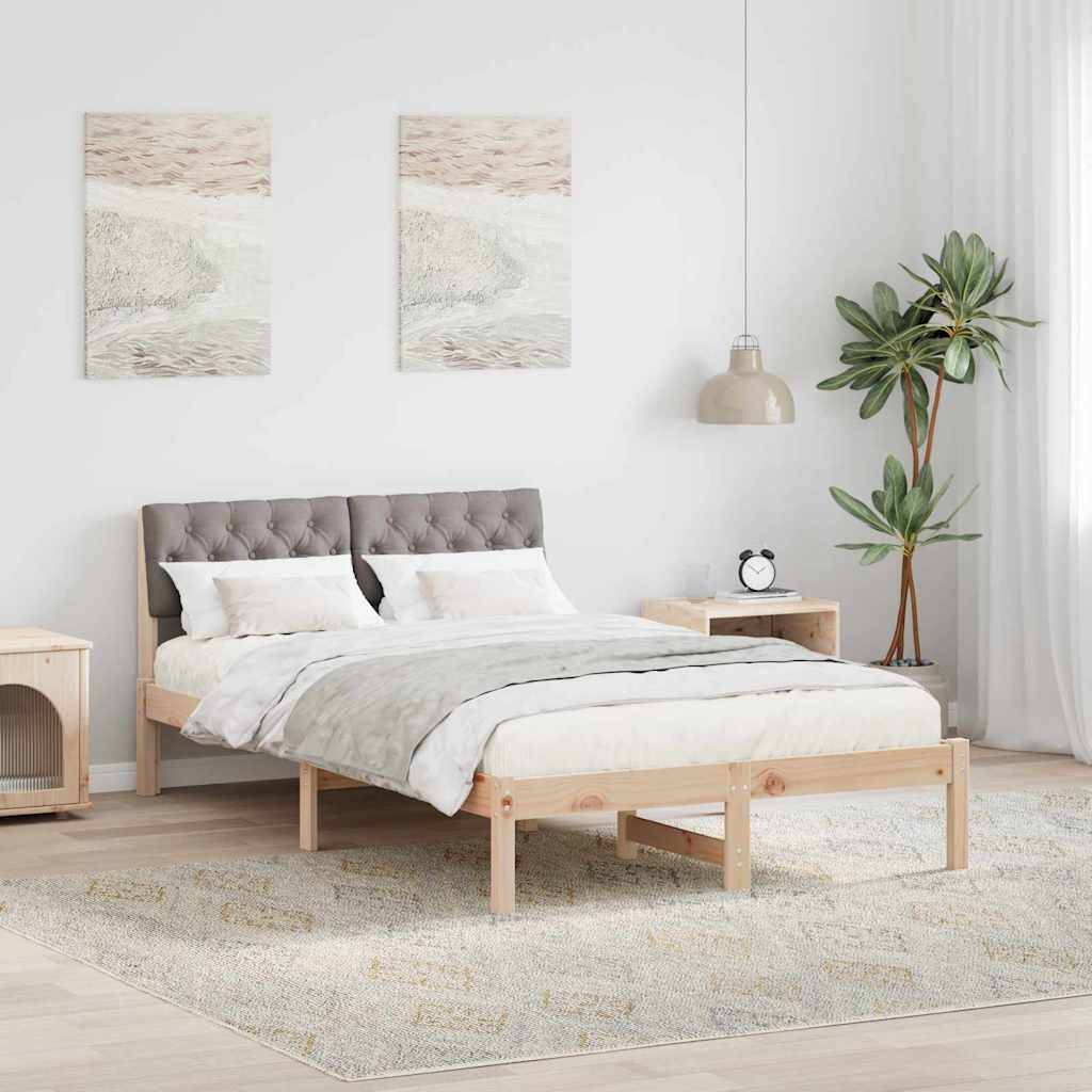 vidaXL Bettgestell Braun und Taupe 120 x 190 cm Massivholz Kiefer