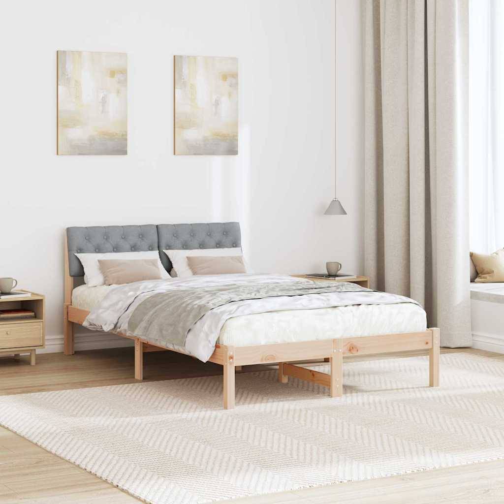 vidaXL Bettgestell Braun und hellgrau 120 x 200 cm Massivholz Kiefer
