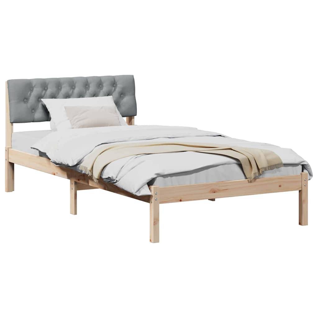 vidaXL Bettgestell Braun und hellgrau 100 x 200 cm Massivholz Kiefer