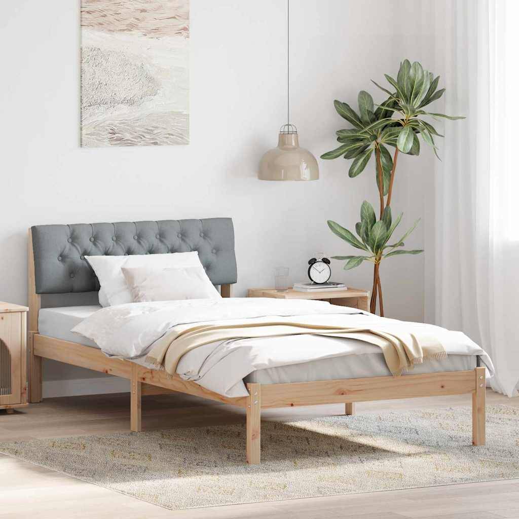 vidaXL Bettgestell Braun und hellgrau 100 x 200 cm Massivholz Kiefer