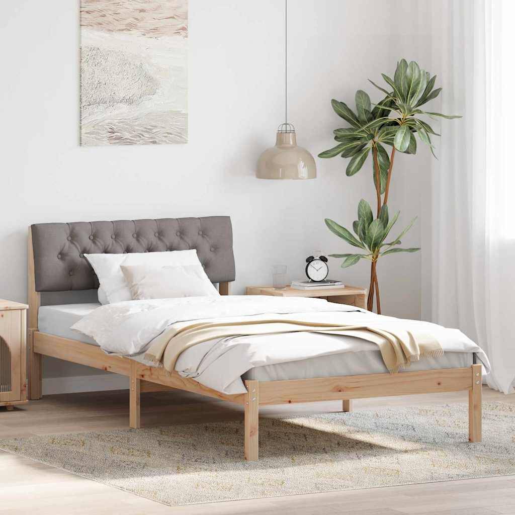 vidaXL Bettgestell Braun und Taupe 100 x 200 cm Massivholz Kiefer